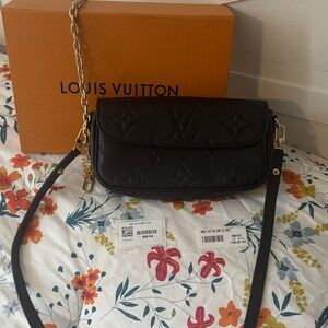 Louis Vuitton Black Crossbody Bag with Gold Chain